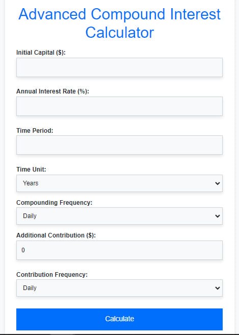 Advanced Compound Interest Calculator